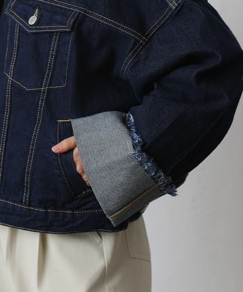 COLONY 2139（コロニートゥーワンスリーナイン）の「ワイドスリーブGジャン（デニムジャケット・レディース・ネイビー/サックスブルー・FREE）」の18枚目の写真