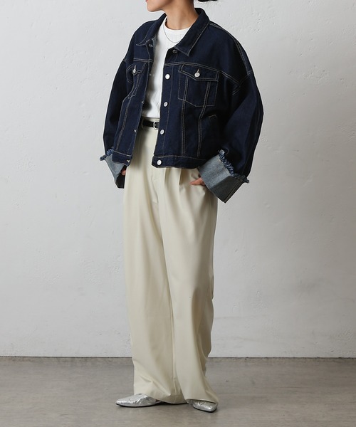 COLONY 2139（コロニートゥーワンスリーナイン）の「ワイドスリーブGジャン（デニムジャケット・レディース・ネイビー/サックスブルー・FREE）」の11枚目の写真