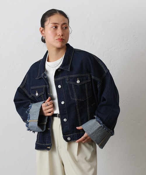 COLONY 2139（コロニートゥーワンスリーナイン）の「ワイドスリーブGジャン（デニムジャケット・レディース・ネイビー/サックスブルー・FREE）」の6枚目の写真