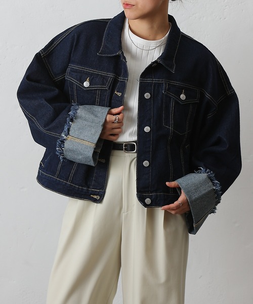 COLONY 2139（コロニートゥーワンスリーナイン）の「ワイドスリーブGジャン（デニムジャケット・レディース・ネイビー/サックスブルー・FREE）」の7枚目の写真