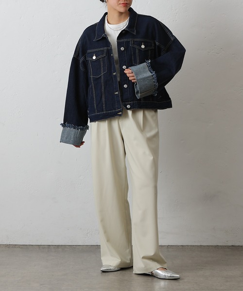 COLONY 2139（コロニートゥーワンスリーナイン）の「ワイドスリーブGジャン（デニムジャケット・レディース・ネイビー/サックスブルー・FREE）」の8枚目の写真