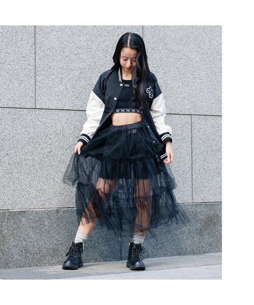 algy（アルジー）の「２WAYチュールロングスカート（スカート・キッズ・オフホワイト/ブラック/ピンク・XX-SMALL/X-SMALL/MEDIUM/SMALL）」の7枚目の写真