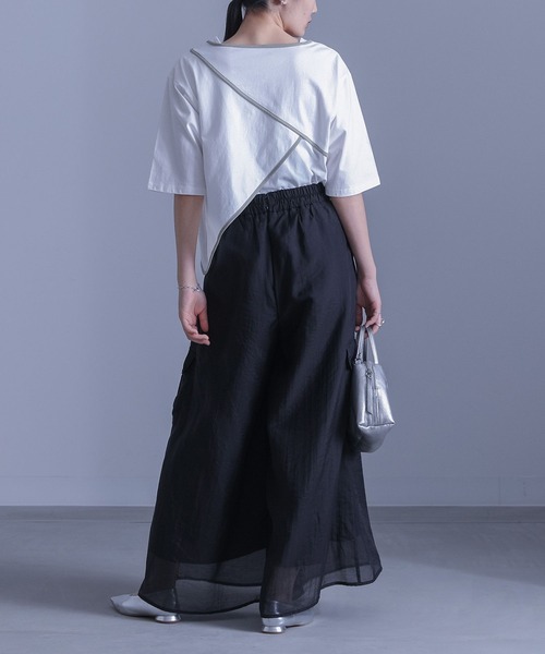 セール】『アシンメトリー配色パイピングカットソー』（Tシャツ