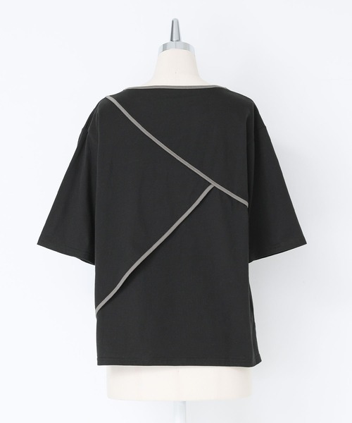 セール】『アシンメトリー配色パイピングカットソー』（Tシャツ