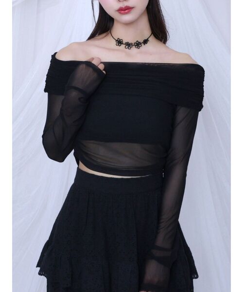 EATME（イートミー）の「ギャザーオフショルTOP（Tシャツ/カットソー・レディース・ライトブルー/ブラック/アイボリー・FREE）」の2枚目の写真