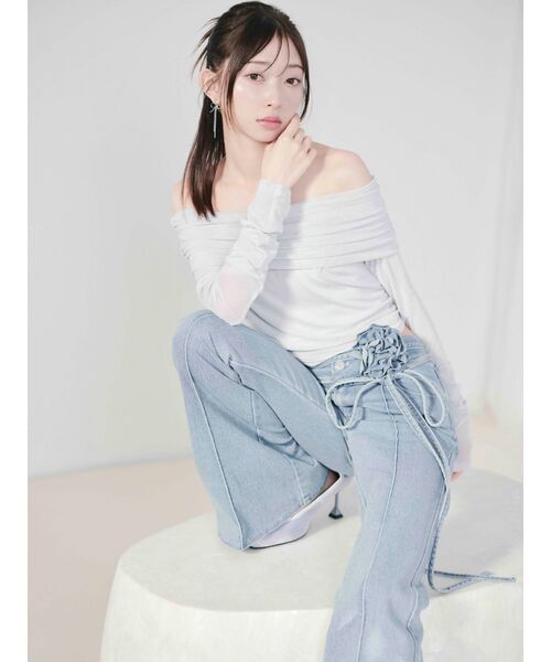 EATME（イートミー）の「ギャザーオフショルTOP（Tシャツ/カットソー・レディース・ライトブルー/ブラック/アイボリー・FREE）」の20枚目の写真