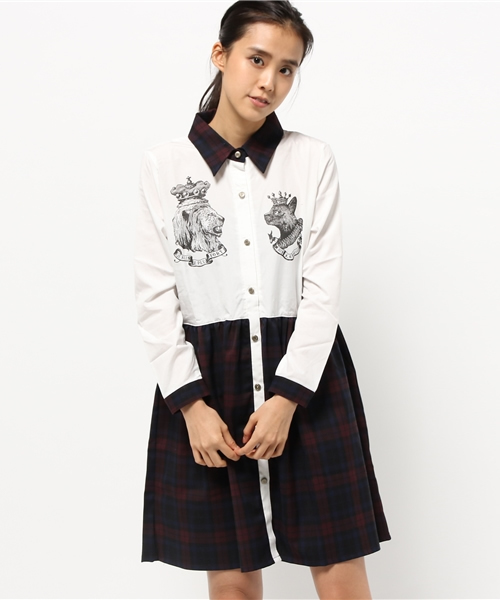 ライチ ライチ の Sanatorium ライオンキャット柄シャツワンピ ス ワンピース Wear