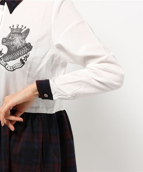 ライチ（ライチ）の「SANATORIUM ライオンキャット柄シャツワンピ－ス（ワンピース・レディース・グレー/ホワイト・FREE）」の8枚目の写真