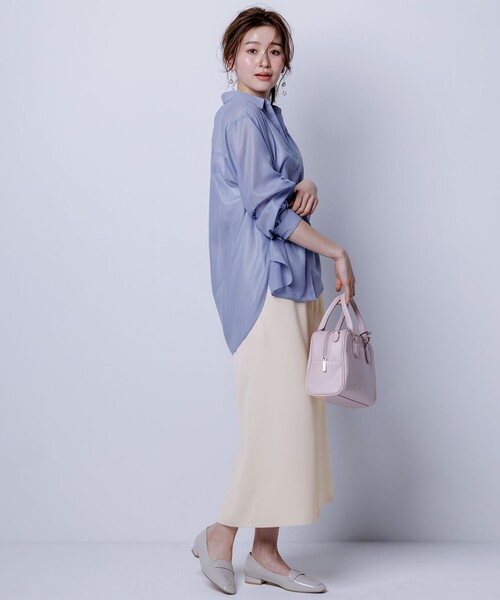 ANY SIS(エニィスィス)の「【洗える】リネンライクシアーローン ブラウス(シャツ/ブラウス・レディース・スカイブルー系/黄土色系/アイボリー系・4)」の8枚目の写真