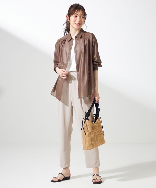 ANY SIS(エニィスィス)の「【洗える】リネンライクシアーローン ブラウス(シャツ/ブラウス・レディース・スカイブルー系/黄土色系/アイボリー系・4)」の12枚目の写真