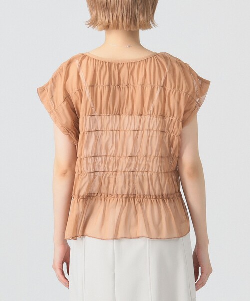 Ray BEAMS（レイビームス）の「シアー シャーリング フレンチスリーブ（Tシャツ/カットソー・レディース・オフホワイト/ブラウン系その他5/ブラック・ONE SIZE）」の20枚目の写真