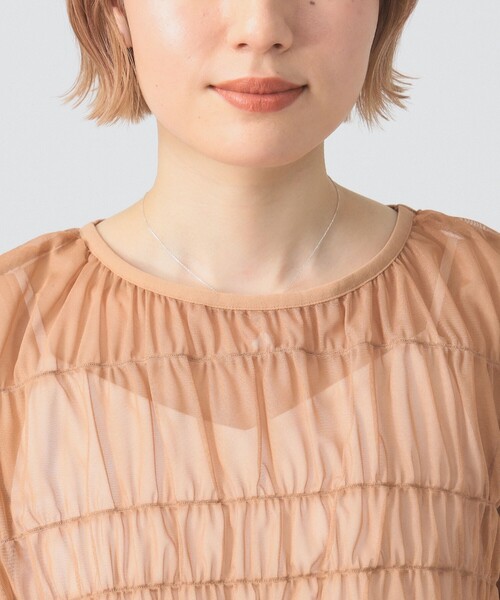 Ray BEAMS（レイビームス）の「シアー シャーリング フレンチスリーブ（Tシャツ/カットソー・レディース・オフホワイト/ブラウン系その他5/ブラック・ONE SIZE）」の21枚目の写真