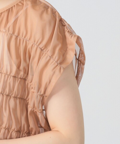 Ray BEAMS（レイビームス）の「シアー シャーリング フレンチスリーブ（Tシャツ/カットソー・レディース・オフホワイト/ブラウン系その他5/ブラック・ONE SIZE）」の22枚目の写真