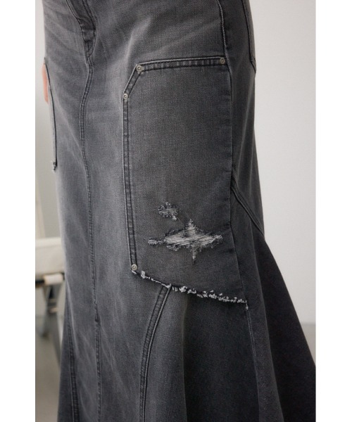 AZUL by moussy(アズールバイマウジー)の「【身長/骨格別着用画像あり】AZUL DENIM ダメージマーメイドスカート 春服 夏服 秋服 冬服 ロングスカート デニムスカート スタイルアップ(デニムスカート・レディース・ブルー/ライトブラック・SMALL/MEDIUM)」の16枚目の写真