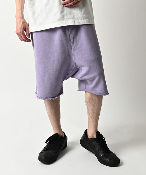 ADAM PATEK(アダムパテック)の「【ADAMPATEK/アダムパテック】pigment dyeing sarouel short pants/ピグメント染めスウェットサルエルショートパンツ(その他パンツ・レディース・パープル/ブラック・2/1)」の6枚目の写真