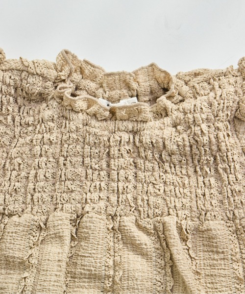 pairmanon（ペアマノン）の「【ベビー】レース見え ジャガードフリルロンパース（ロンパース・キッズ・アイボリー/ベージュ/ピンク・80/70）」の10枚目の写真