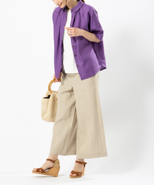 フレンチリネンギャザーデザイン2WAYシャツ フレンチリネンギャザーデザイン2WAYシャツ | TOPS | 元町