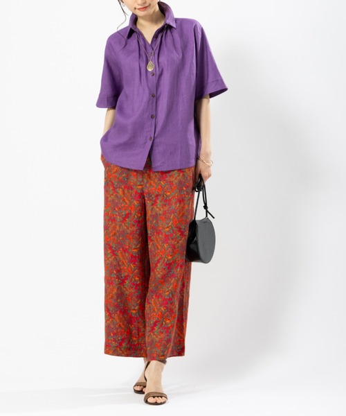フレンチリネンギャザーデザイン2WAYシャツ フレンチリネンギャザーデザイン2WAYシャツ | TOPS | 元町