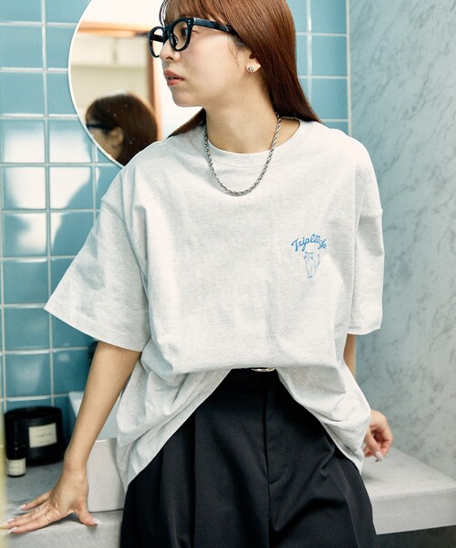 PUBLUX（パブリュクス）の「PUBLUX/パブリュクス ”triplet”キャット アニマル プリントTシャツ　限定展開（Tシャツ/カットソー・レディース・チャコールグレー/オフホワイト/ライトグレー・LARGE/SMALL/MEDIUM）」の22枚目の写真