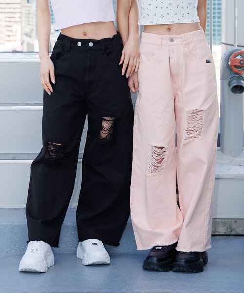 algy(アルジー)の「ウエスト調節できるグランジワイドパンツ(その他パンツ・キッズ・ピンク/オフホワイト/ブラック/サックスブルー/カモフラージュ・X-SMALL/MEDIUM/XX-SMALL/SMALL)」の4枚目の写真