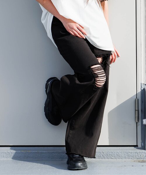 algy(アルジー)の「ウエスト調節できるグランジワイドパンツ(その他パンツ・キッズ・ピンク/オフホワイト/ブラック/サックスブルー/カモフラージュ・X-SMALL/MEDIUM/XX-SMALL/SMALL)」の1枚目の写真