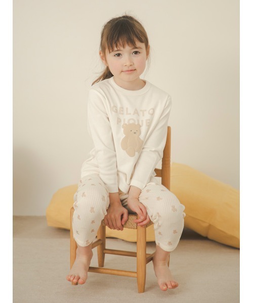 gelato pique（ジェラートピケ）の「【KIDS】ぬいぐるみワンポイントロンT（ルームウェア/パジャマ・キッズ・ベージュ/オフホワイト/ピンク/ブルー/ミント/ラベンダー/ライトピンク・90/100/110/120）」の9枚目の写真