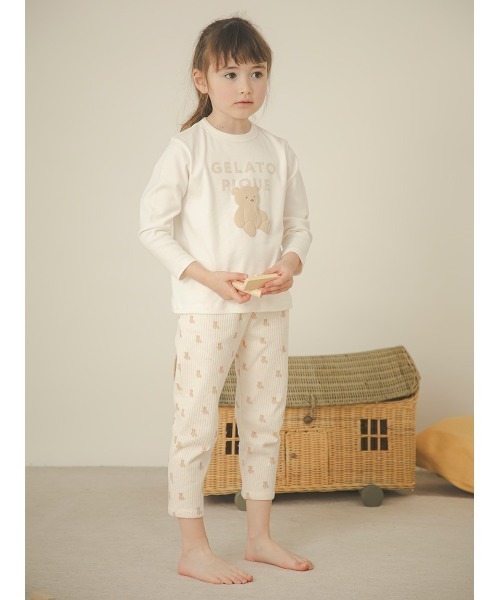 gelato pique（ジェラートピケ）の「【KIDS】ぬいぐるみワンポイントロンT（ルームウェア/パジャマ・キッズ・ベージュ/オフホワイト/ピンク/ブルー/ミント/ラベンダー/ライトピンク・90/100/110/120）」の12枚目の写真