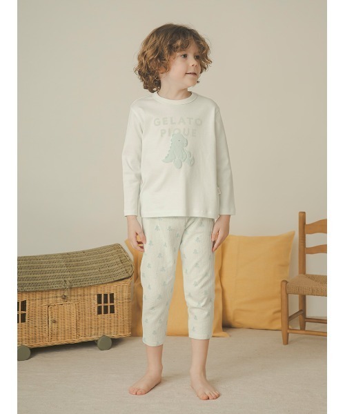 gelato pique（ジェラートピケ）の「【KIDS】ぬいぐるみワンポイントロンT（ルームウェア/パジャマ・キッズ・ベージュ/オフホワイト/ピンク/ブルー/ミント/ラベンダー/ライトピンク・90/100/110/120）」の14枚目の写真