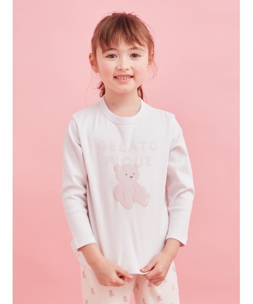 gelato pique（ジェラートピケ）の「【KIDS】ぬいぐるみワンポイントロンT（ルームウェア/パジャマ・キッズ・ベージュ/オフホワイト/ピンク/ブルー/ミント/ラベンダー/ライトピンク・90/100/110/120）」の16枚目の写真