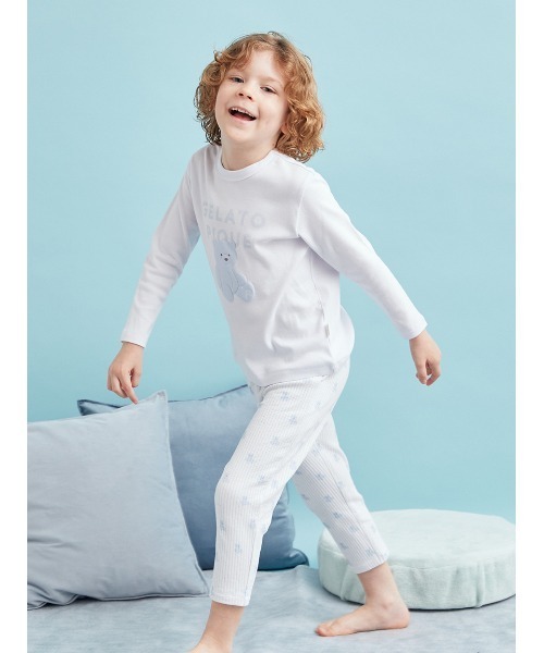 gelato pique（ジェラートピケ）の「【KIDS】ぬいぐるみワンポイントロンT（ルームウェア/パジャマ・キッズ・ベージュ/オフホワイト/ピンク/ブルー/ミント/ラベンダー/ライトピンク・90/100/110/120）」の20枚目の写真