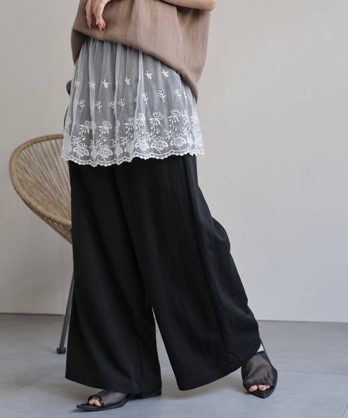 CREARE -LINO-(クレアーレリノ)の「〈レディース商品〉レースレイヤードパンツ(その他パンツ・レディース・ベージュ/ブラック/ホワイト・FREE)」の13枚目の写真