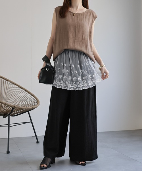 CREARE -LINO-(クレアーレリノ)の「〈レディース商品〉レースレイヤードパンツ(その他パンツ・レディース・ベージュ/ブラック/ホワイト・FREE)」の15枚目の写真