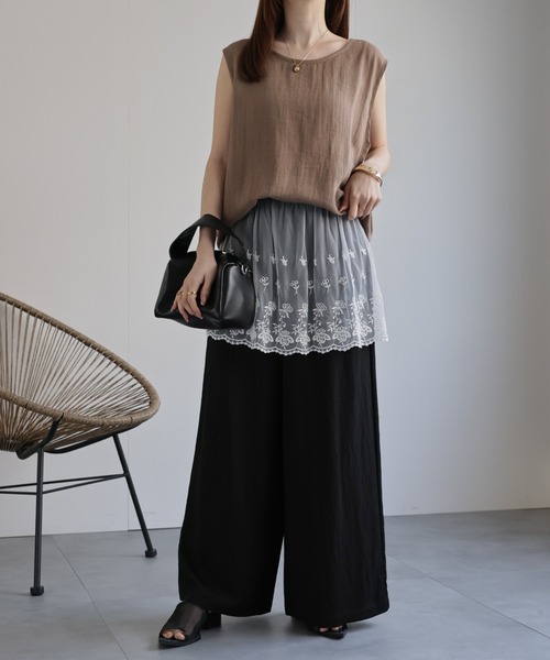 CREARE -LINO-(クレアーレリノ)の「〈レディース商品〉レースレイヤードパンツ(その他パンツ・レディース・ベージュ/ブラック/ホワイト・FREE)」の12枚目の写真