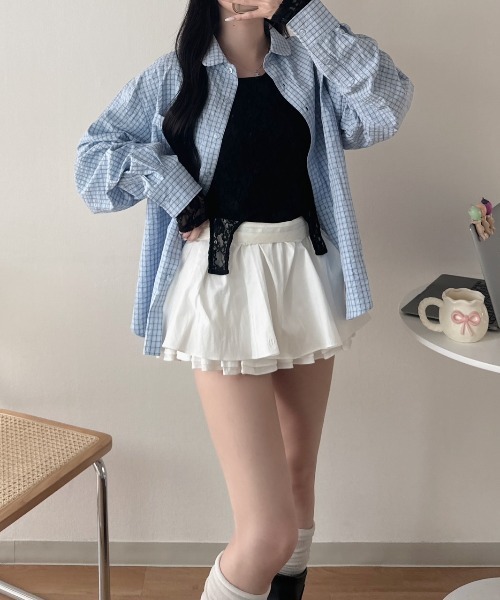 nemne store(ネンネストア)の「《Delfy》ガーターディテールレーストップス(シャツ/ブラウス・レディース・ブラック系/アイボリー・フリー)」の7枚目の写真