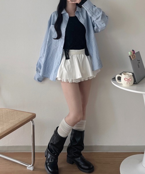nemne store(ネンネストア)の「《Delfy》ガーターディテールレーストップス(シャツ/ブラウス・レディース・ブラック系/アイボリー・フリー)」の8枚目の写真