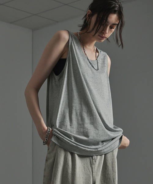 CIYOT（シヨウト）の「【CIYOT】ヴィンテージメイク マーブリングタンクトップ（タンクトップ・メンズ・グレイッシュブルー/グレー/オフホワイト/ブラック・M/L）」の20枚目の写真