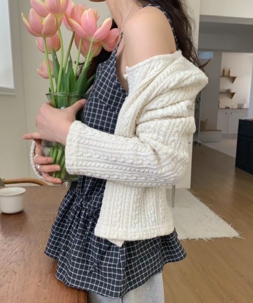 Vipoa(ヴィポア)の「check layered tops(キャミソール・レディース・ブラック/アイボリー・FREE)」の19枚目の写真