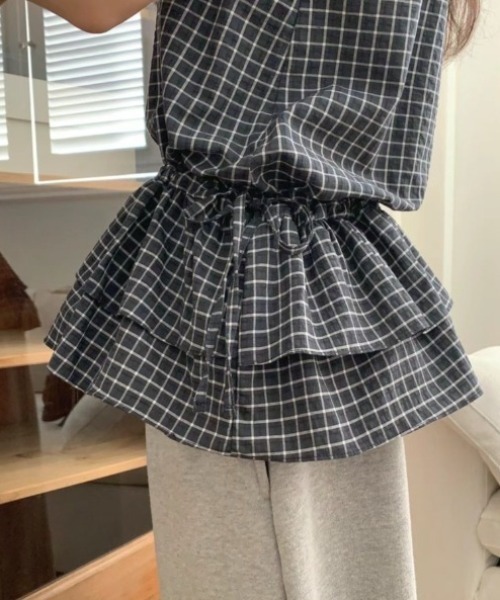 Vipoa(ヴィポア)の「check layered tops(キャミソール・レディース・ブラック/アイボリー・FREE)」の21枚目の写真