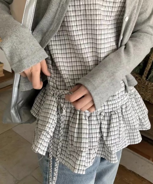 Vipoa(ヴィポア)の「check layered tops(キャミソール・レディース・ブラック/アイボリー・FREE)」の13枚目の写真