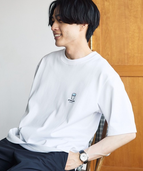 GLOBAL WORK（グローバルワーク）の「汗染み軽減Tシャツ/ロゴ/288051（Tシャツ/カットソー・メンズ・ダークグリーン/ホワイト/グレー/スミクロ/ホワイト系その他7・SMALL/MEDIUM/LARGE/X-LARGE）」の3枚目の写真