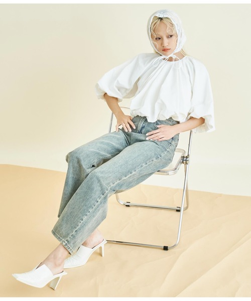 Settimissimo(セッティミッシモ)の「ギャザー バルーン ショート プルオーバー(Tシャツ/カットソー・レディース・オフホワイト/ブラック・FREE)」の8枚目の写真