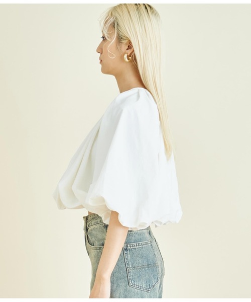 Settimissimo(セッティミッシモ)の「ギャザー バルーン ショート プルオーバー(Tシャツ/カットソー・レディース・オフホワイト/ブラック・FREE)」の22枚目の写真