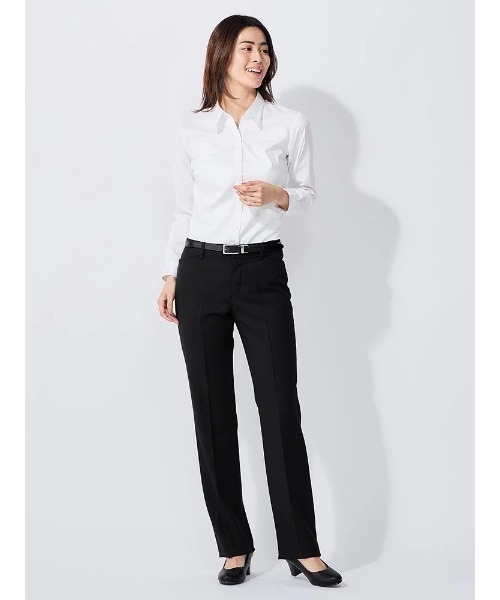 Perfect Suit FActory(パーフェクトスーツファクトリー)の「インポート【REDA】リクルートスーツ ストレートパンツ 無地 ブラック(スーツジャケット・レディース・ブラック・7号/13号/9号/11号)」の4枚目の写真