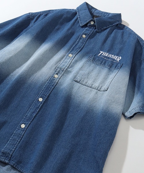 THRASHER(スラッシャー)の「【THRASHER/スラッシャー】オーバーサイズ ヴィンテージライク 半袖フェイドシャツ(シャツ/ブラウス・メンズ・ブルー/ブラック・XL/L/M)」の20枚目の写真