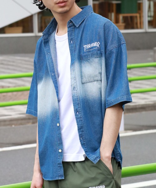 THRASHER(スラッシャー)の「【THRASHER/スラッシャー】オーバーサイズ ヴィンテージライク 半袖フェイドシャツ(シャツ/ブラウス・メンズ・ブルー/ブラック・XL/L/M)」の11枚目の写真