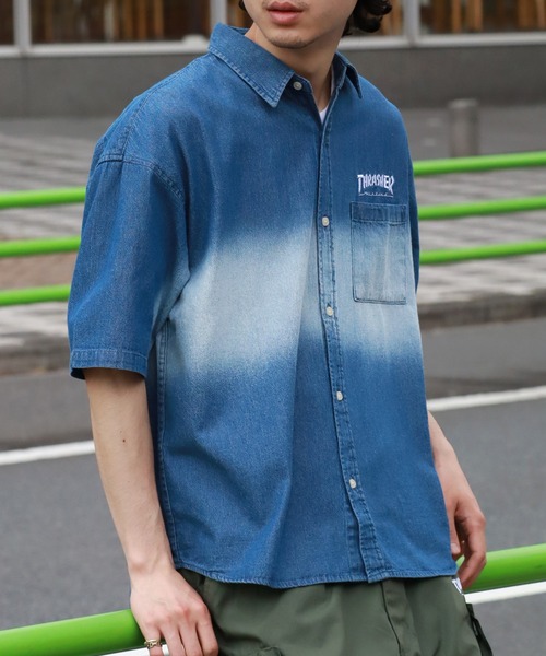THRASHER(スラッシャー)の「【THRASHER/スラッシャー】オーバーサイズ ヴィンテージライク 半袖フェイドシャツ(シャツ/ブラウス・メンズ・ブルー/ブラック・XL/L/M)」の12枚目の写真
