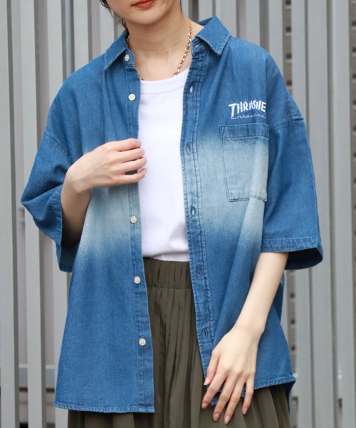 THRASHER(スラッシャー)の「【THRASHER/スラッシャー】オーバーサイズ ヴィンテージライク 半袖フェイドシャツ(シャツ/ブラウス・メンズ・ブルー/ブラック・XL/L/M)」の15枚目の写真