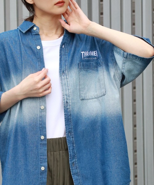 THRASHER(スラッシャー)の「【THRASHER/スラッシャー】オーバーサイズ ヴィンテージライク 半袖フェイドシャツ(シャツ/ブラウス・メンズ・ブルー/ブラック・XL/L/M)」の16枚目の写真