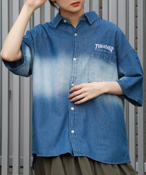 THRASHER(スラッシャー)の「【THRASHER/スラッシャー】オーバーサイズ ヴィンテージライク 半袖フェイドシャツ(シャツ/ブラウス・メンズ・ブルー/ブラック・XL/L/M)」の17枚目の写真