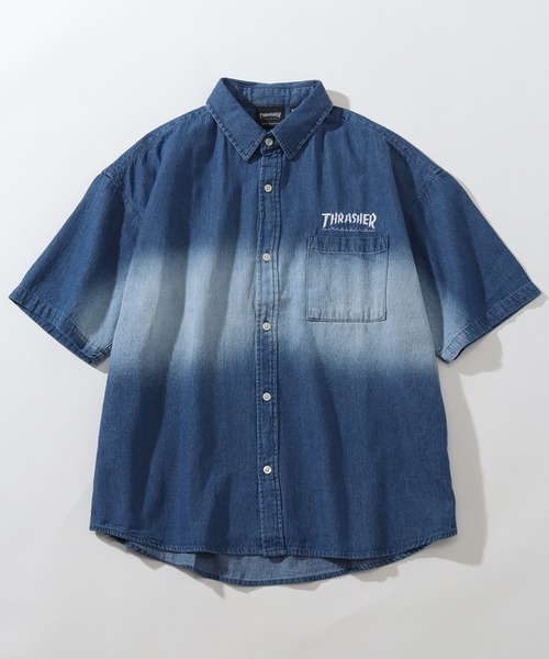 THRASHER(スラッシャー)の「【THRASHER/スラッシャー】オーバーサイズ ヴィンテージライク 半袖フェイドシャツ(シャツ/ブラウス・メンズ・ブルー/ブラック・XL/L/M)」の5枚目の写真